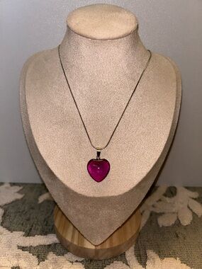 💜 Purple Heart pendant with silver rope chain💜